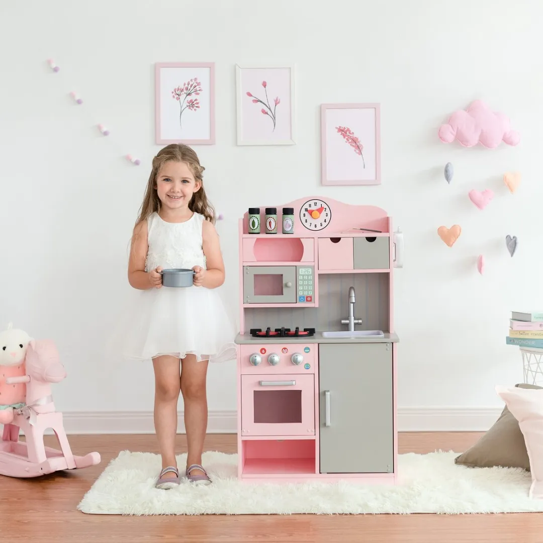 Teamson Kids Houten Speelkeuken Roze/Grijs