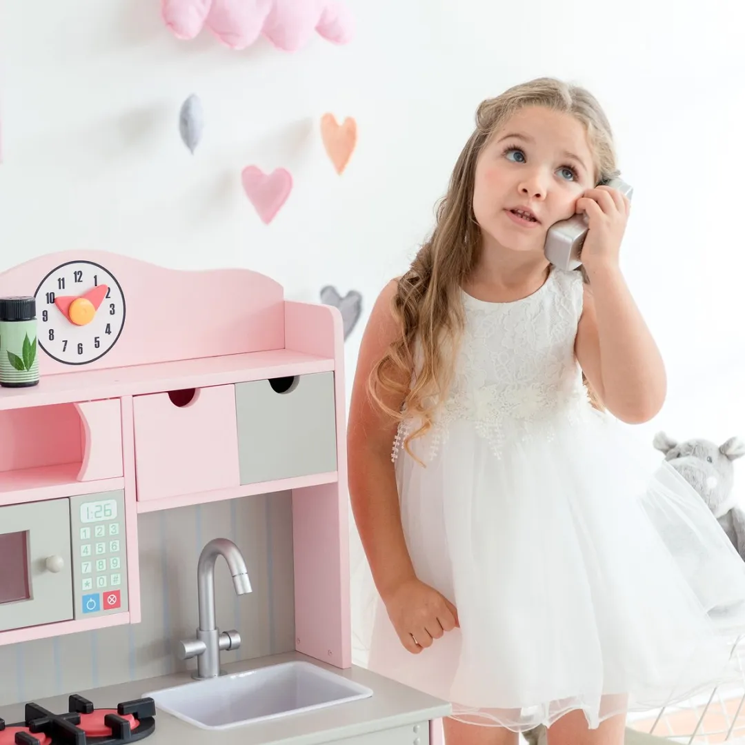Teamson Kids Houten Speelkeuken Roze/Grijs
