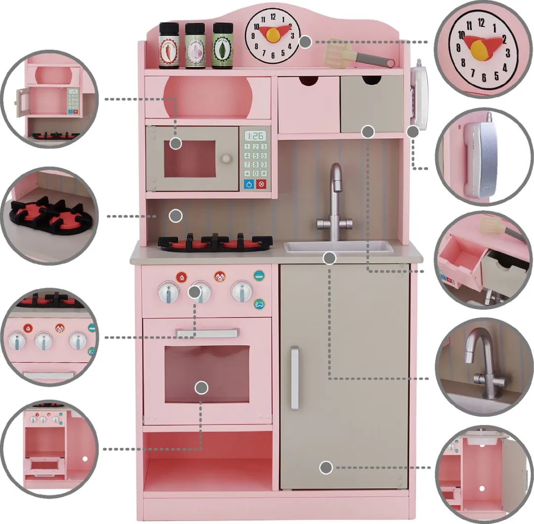 Teamson Kids Houten Speelkeuken Roze/Grijs