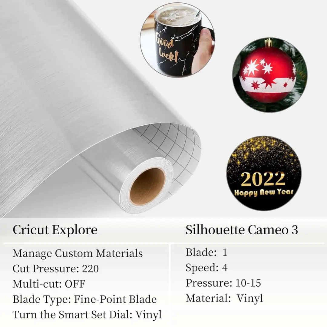 Cricut Metallic Glanzend Zilver Vinylfolie 30,5cm x 4,58m