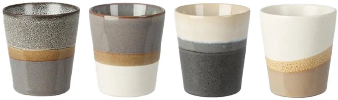 Excellent Houseware Siaki Koffiemok - 4 Stuks - 200ml - Steen - Multi