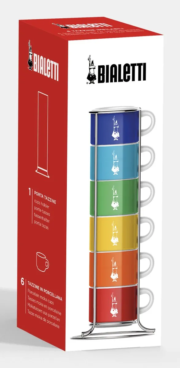 Bialetti Impilabili Di Colori Espresso Kopjes - 6 Stuks - 70ml
