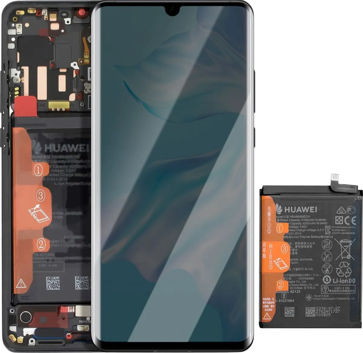 Huawei P30 Pro LCD Touchglas Set - Zwart