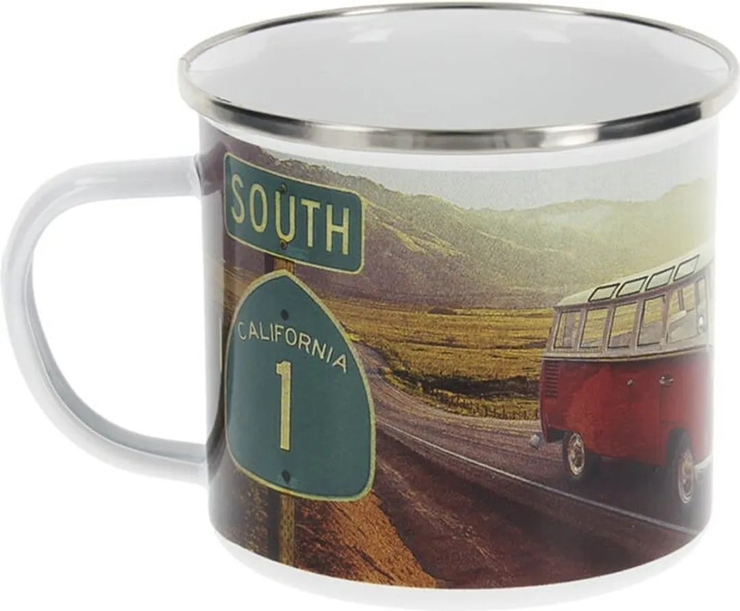 Volkswagen T1 Bus Highway 1 Emaille Mok - 9.5cm - 33ml - Multicolor
