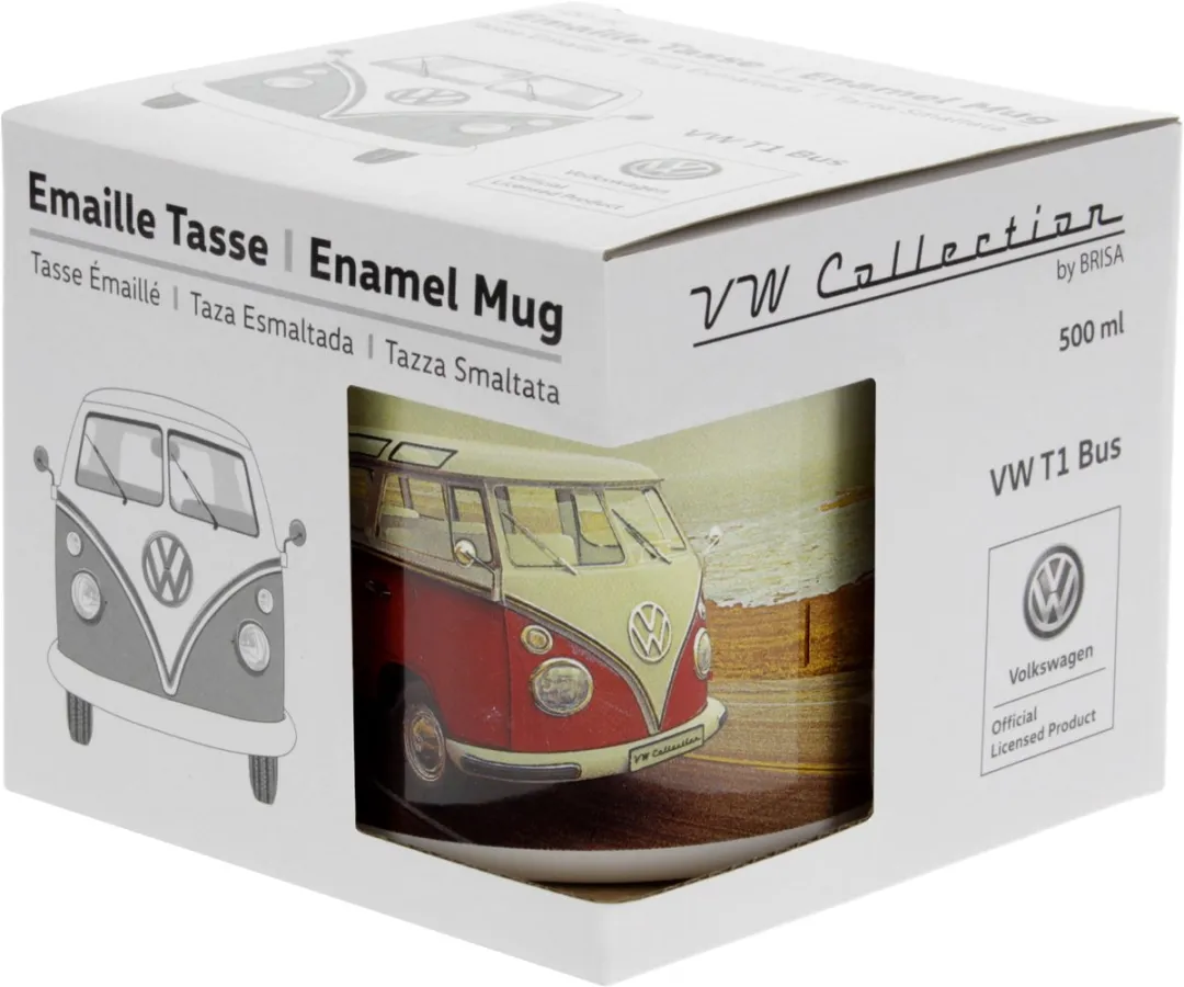 Volkswagen T1 Bus Highway 1 Emaille Mok - 9.5cm - 33ml - Multicolor