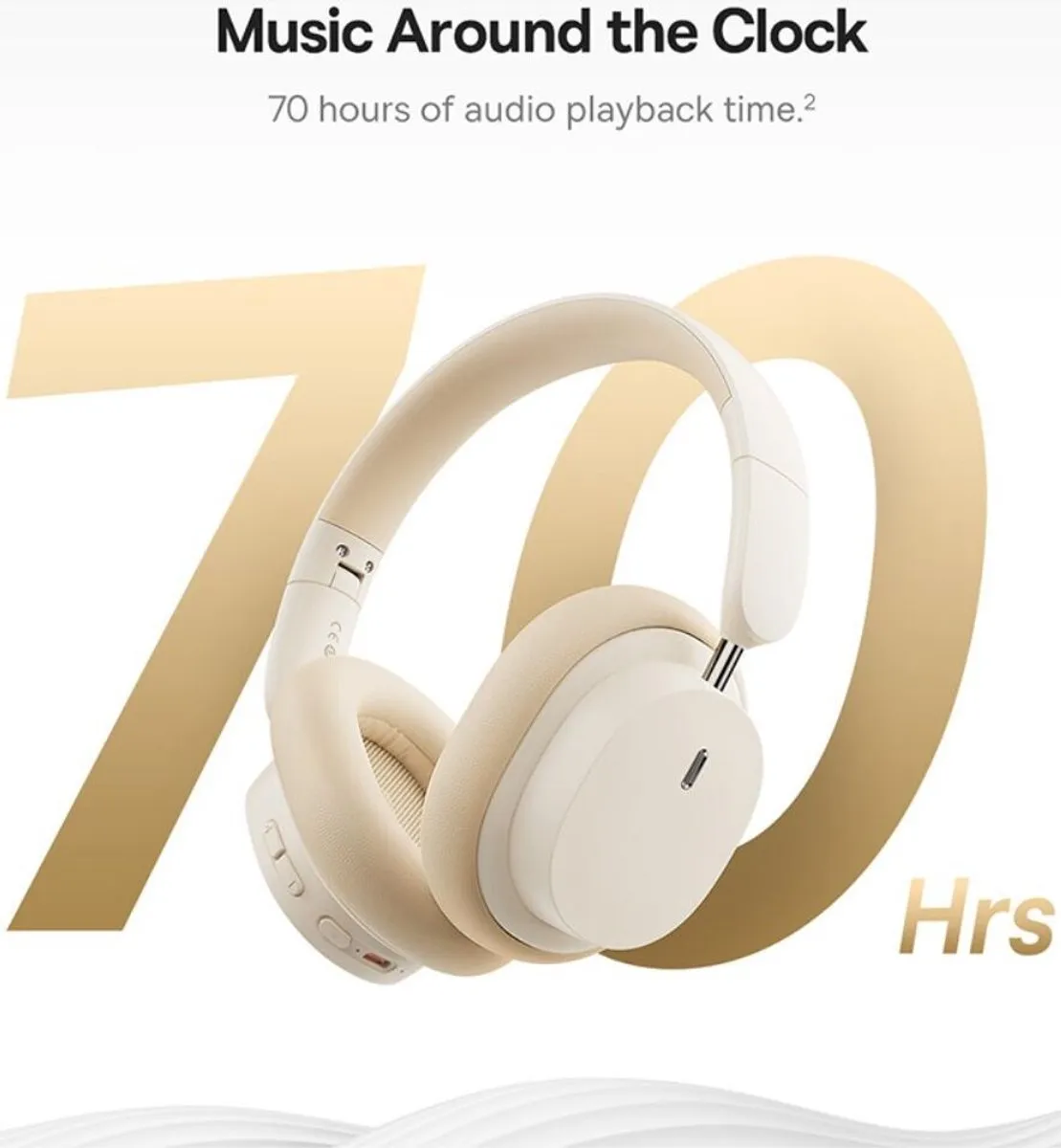 Baseus Bowie D05 Draadloze Koptelefoon - Bluetooth 5.3 - Beige