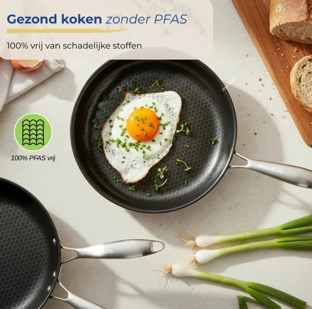 Morelia Hybrid Koekenpannen Set 20+24cm - Inductie/Gas - Zwart