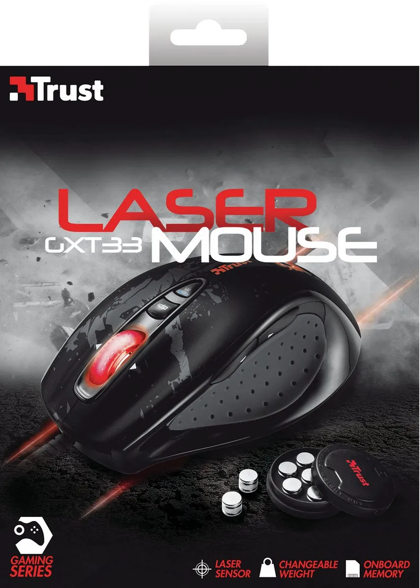 Trust GXT 33 Laser Gaming Muis 18101 - 7 Knoppen - Zwart