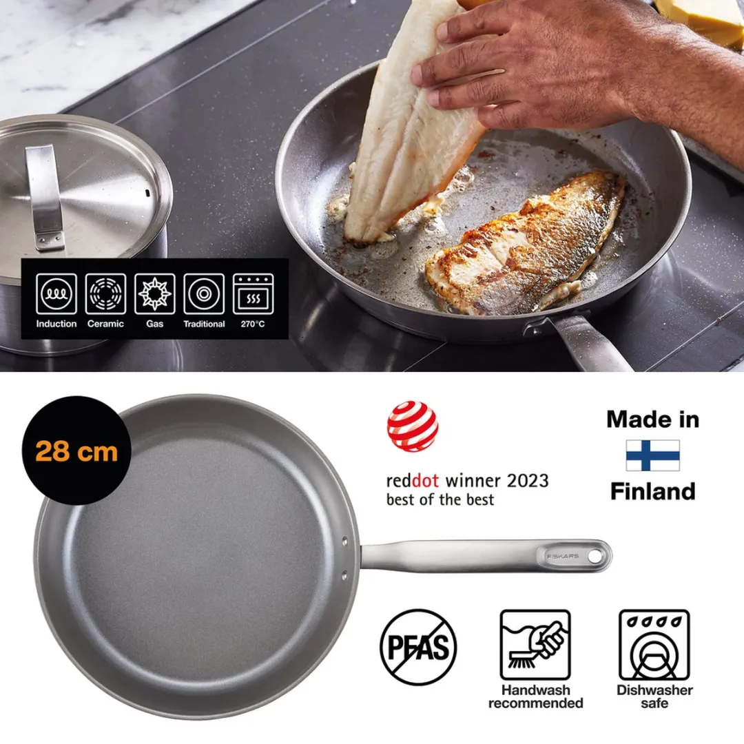 Fiskars Koekenpan 28cm All Steel - RVS