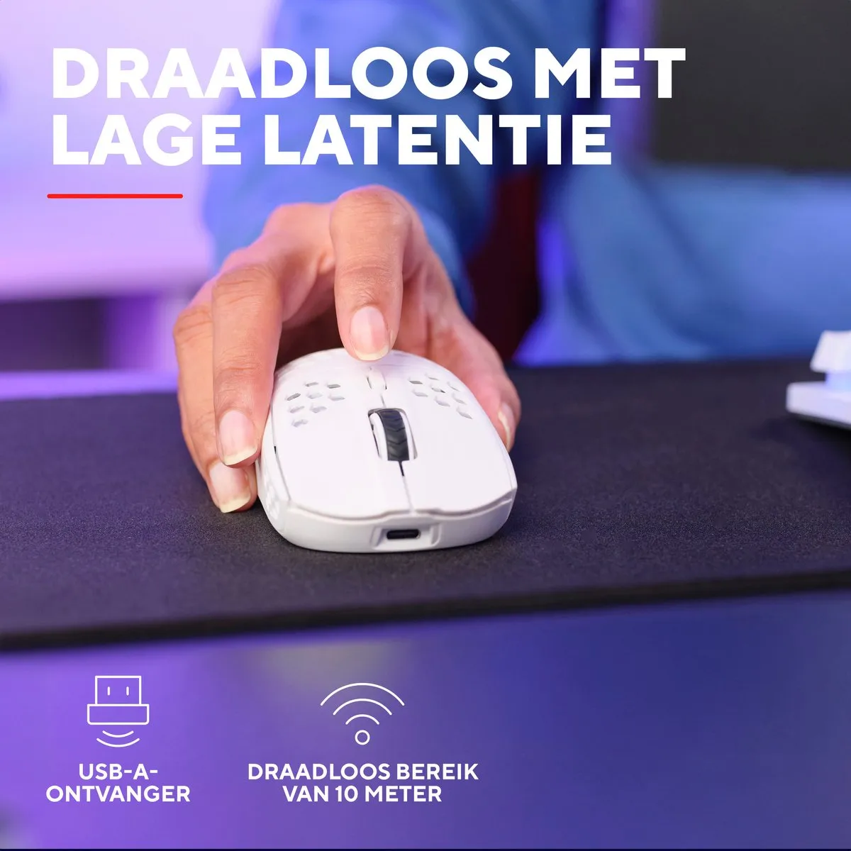 Trust GXT929W Helox Draadloze Gaming Muis 4800 DPI - Wit
