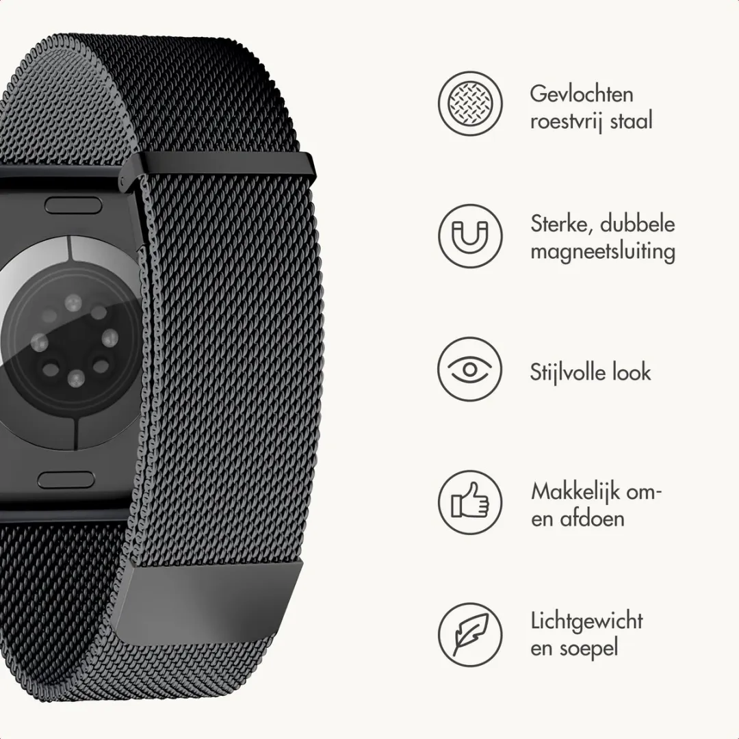 Imoshion Milanees Bandje Apple Watch 44-49mm - Zwart