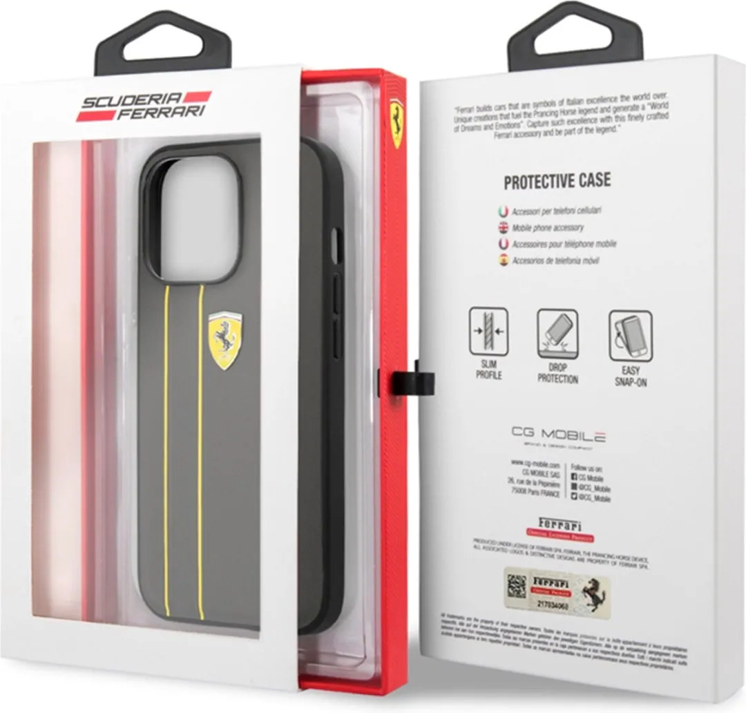 Ferrari Luxe Lederen Hoesje iPhone 13 Pro - Donergrijs