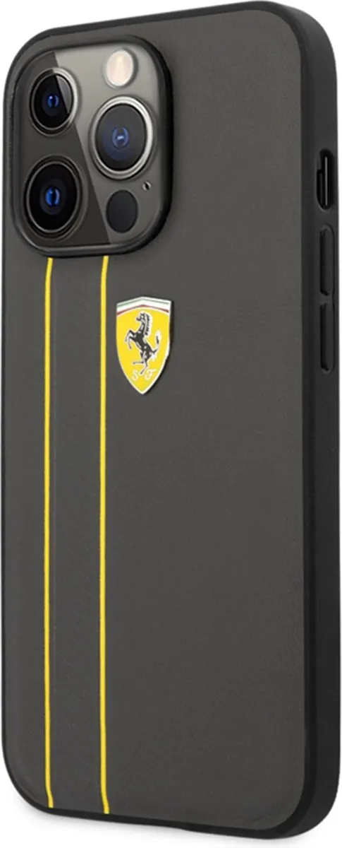 Ferrari Luxe Lederen Hoesje iPhone 13 Pro - Donergrijs