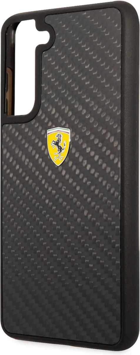 Ferrari Hoesje Samsung Galaxy S21 FE - Effen Zwart Carbon