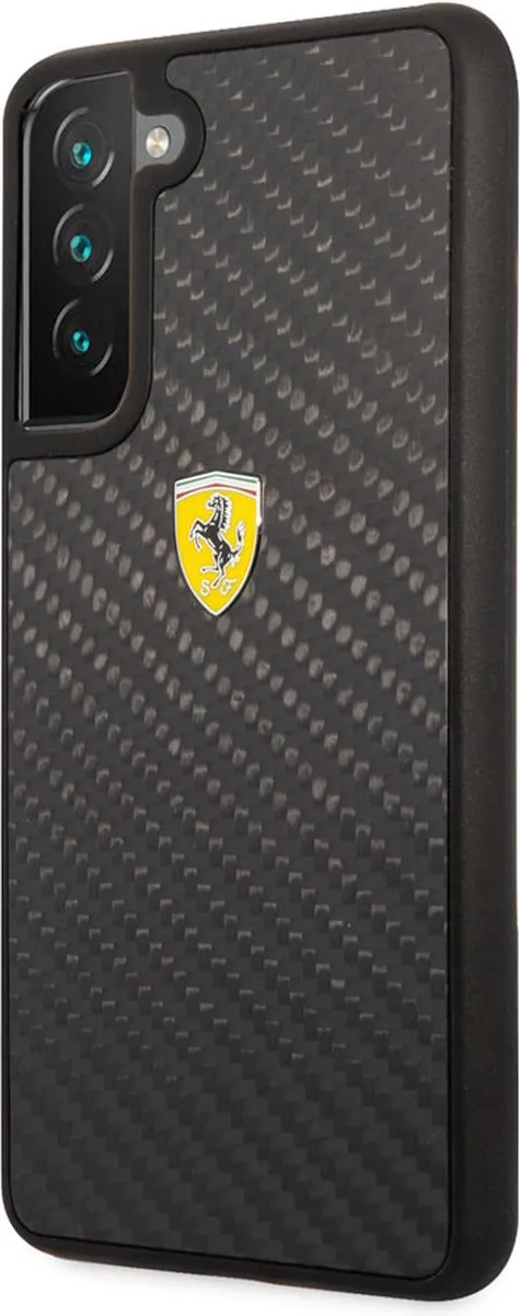 Ferrari Hoesje Samsung Galaxy S21 FE - Effen Zwart Carbon