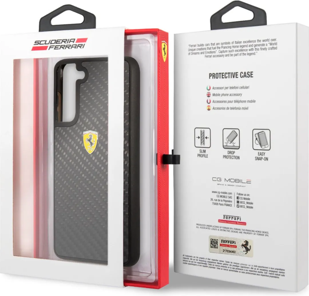 Ferrari Hoesje Samsung Galaxy S21 FE - Effen Zwart Carbon