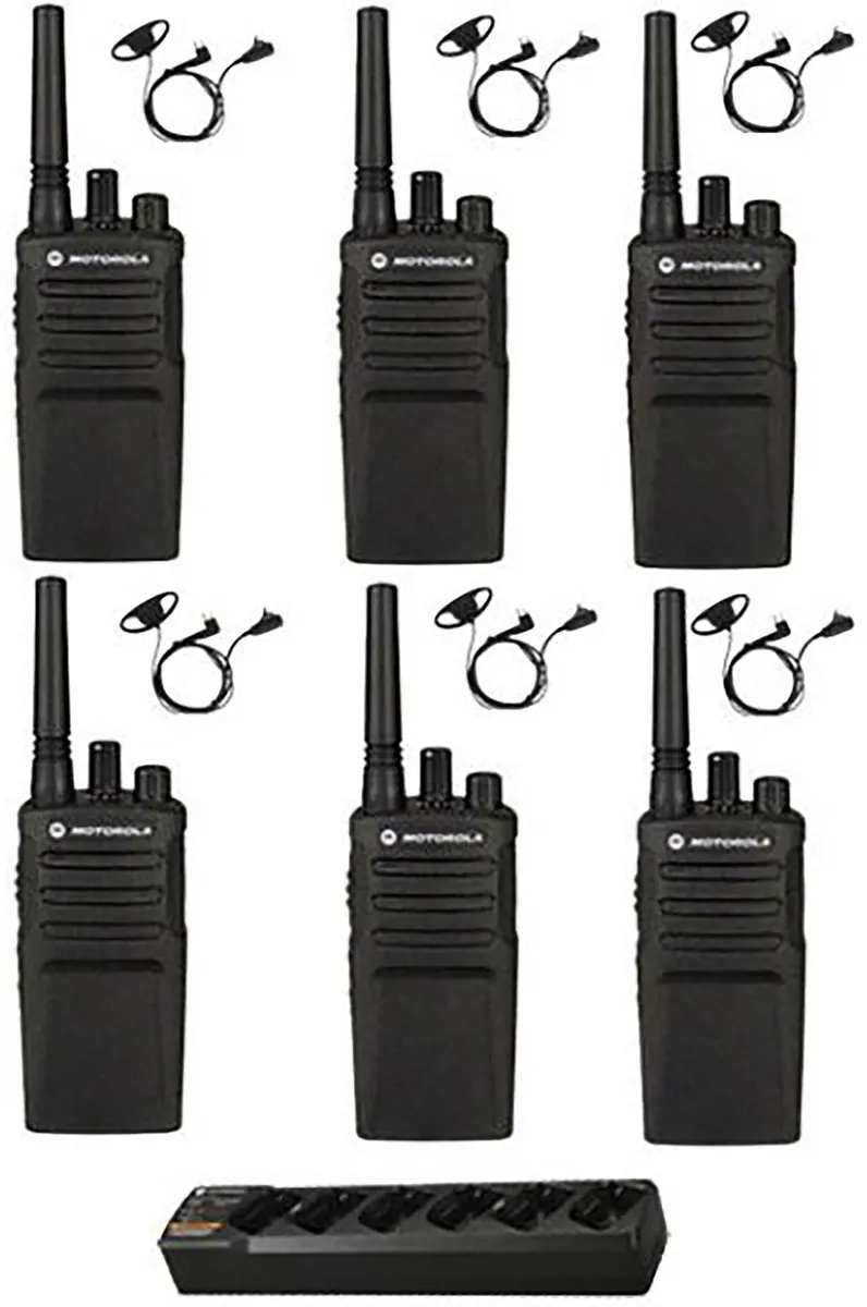 Motorola XT420 Portofoons - 6 Stuks (met multilader) - Zwart