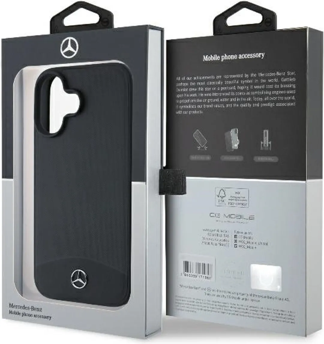 Mercedes-Benz iPhone 16 Textured Backcover - Zwart