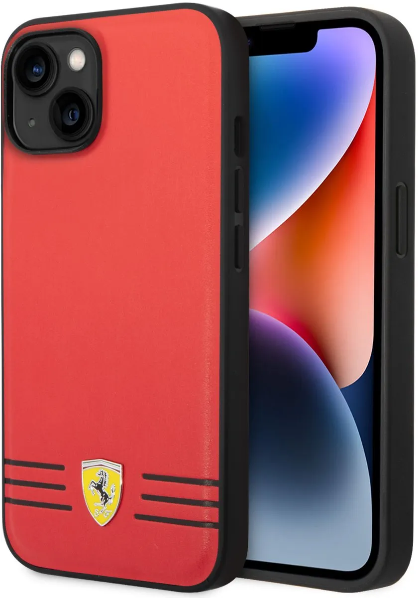 Ferrari Lederen Achterhoes iPhone 14/15 Plus - Rood