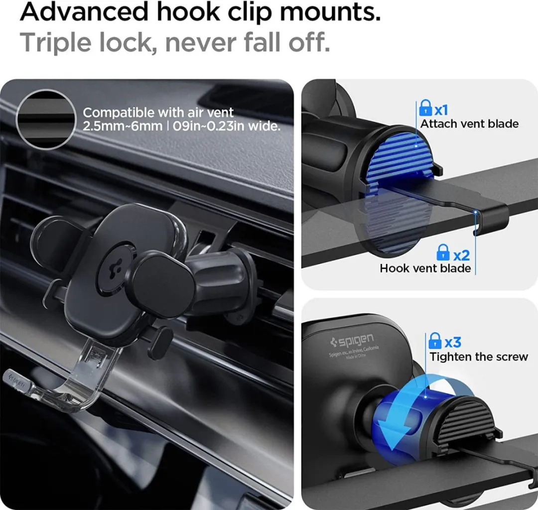 Spigen UTS12 OneTap Ventilatierooster Auto - 360° Draaibaar - Zwart - afbeelding 2 van 6