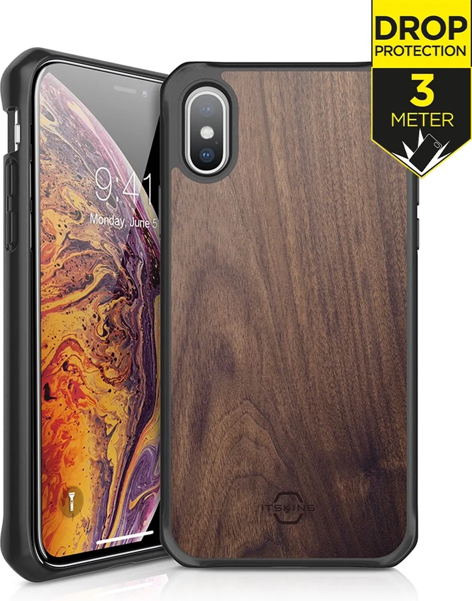 Itskins HybridFusion APXP-HYBFS-WOG1 iPhone XS Max Hoesje - Bruin