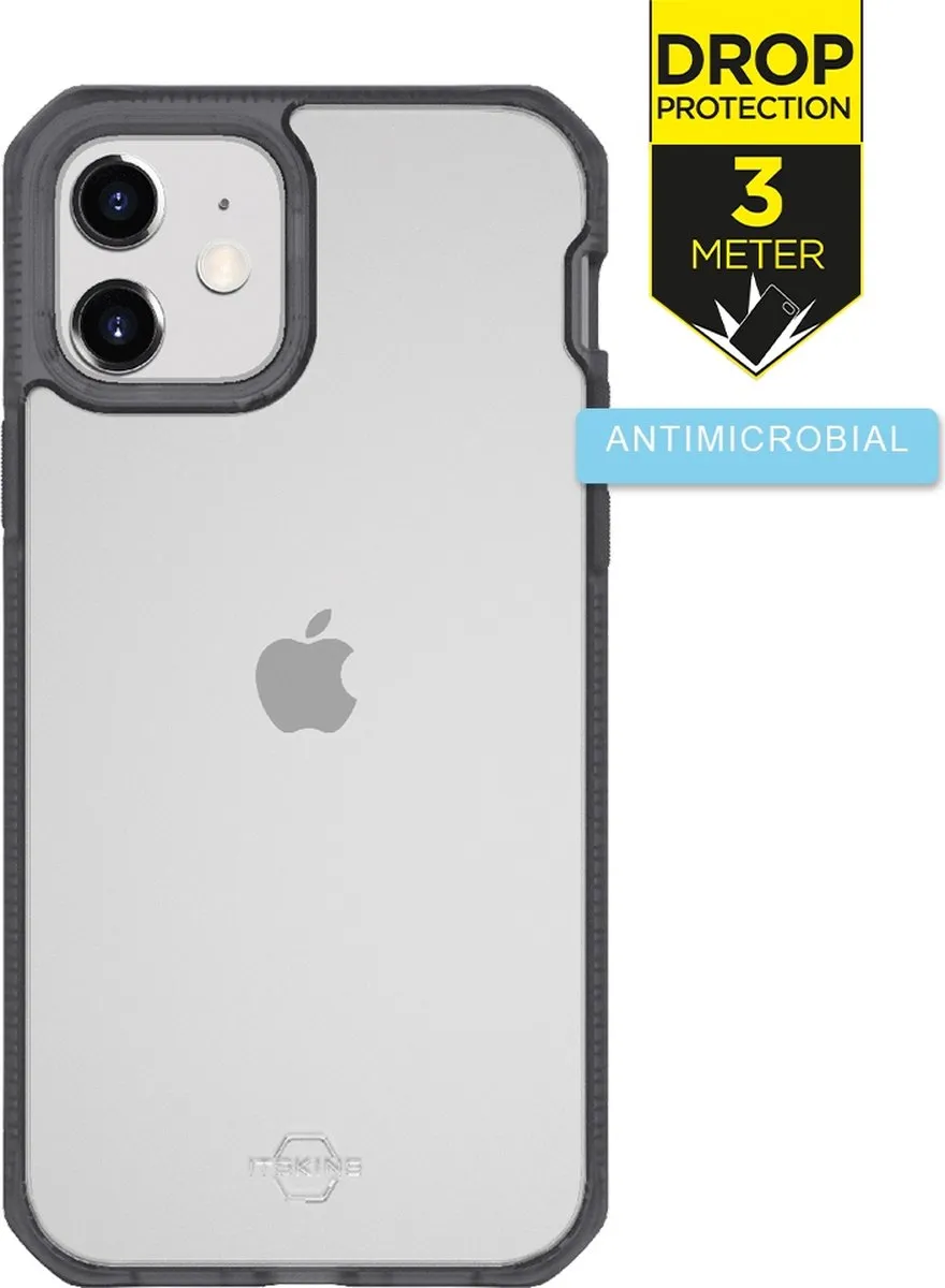 Itskins HybridFrost Hoesje iPhone 12 Mini - Zwart AP2G-HYBMK-BKTR