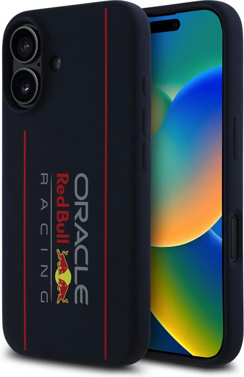 Red Bull Racing iPhone 16 Hoesje - MagSafe - Vertical Logo - Donkerblauw