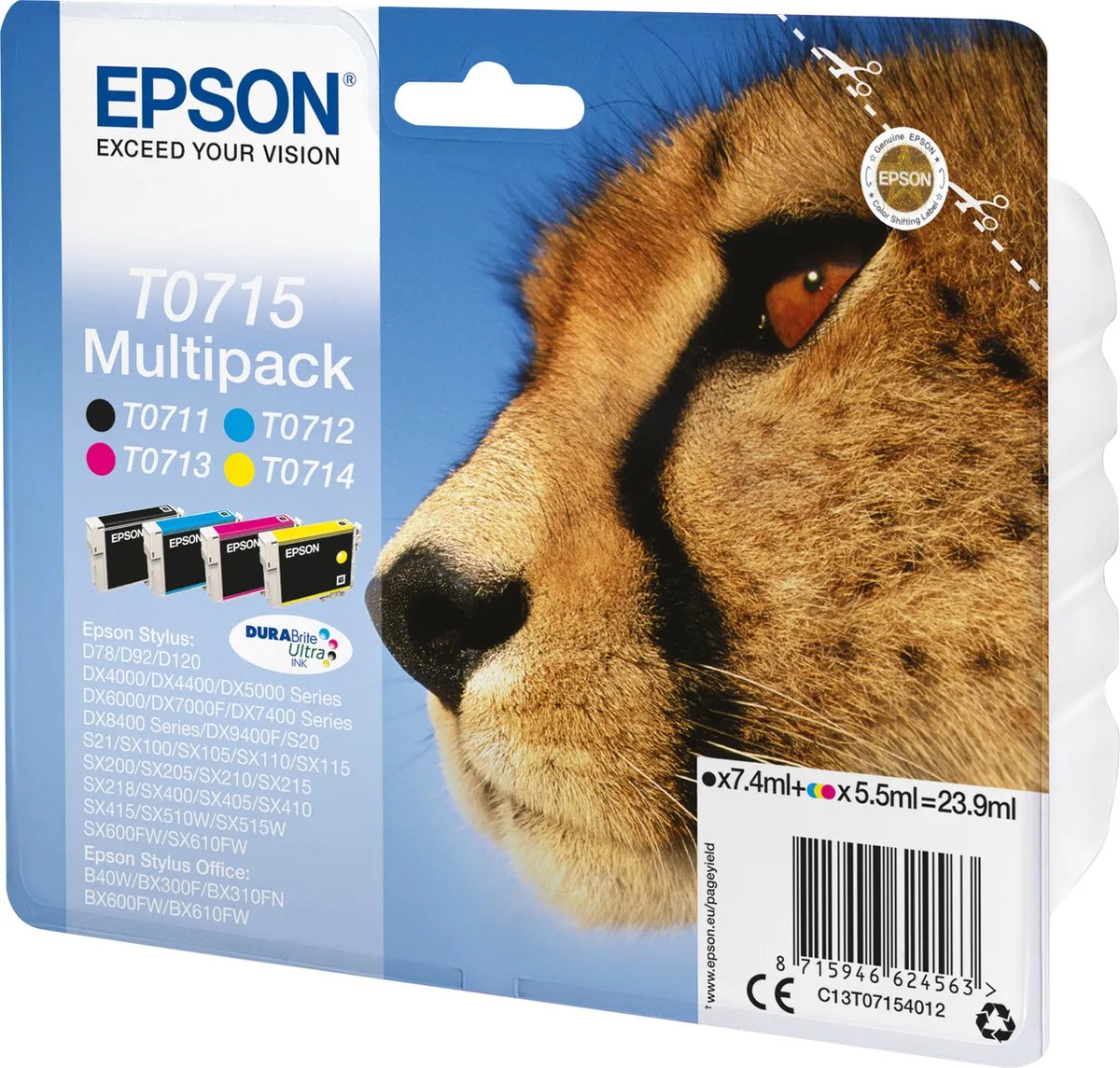 Epson T0715 Inktcartridge Multicolor - 245 pagina's
