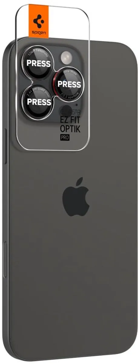 Spigen Optik Pro EZ Fit Camera Protector - iPhone 16/15/14 Pro Max - 2 Stuks - Zwart