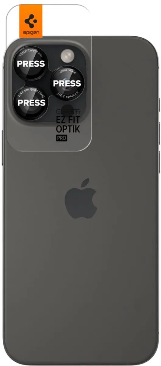 Spigen Optik Pro EZ Fit Camera Protector - iPhone 16/15/14 Pro Max - 2 Stuks - Zwart