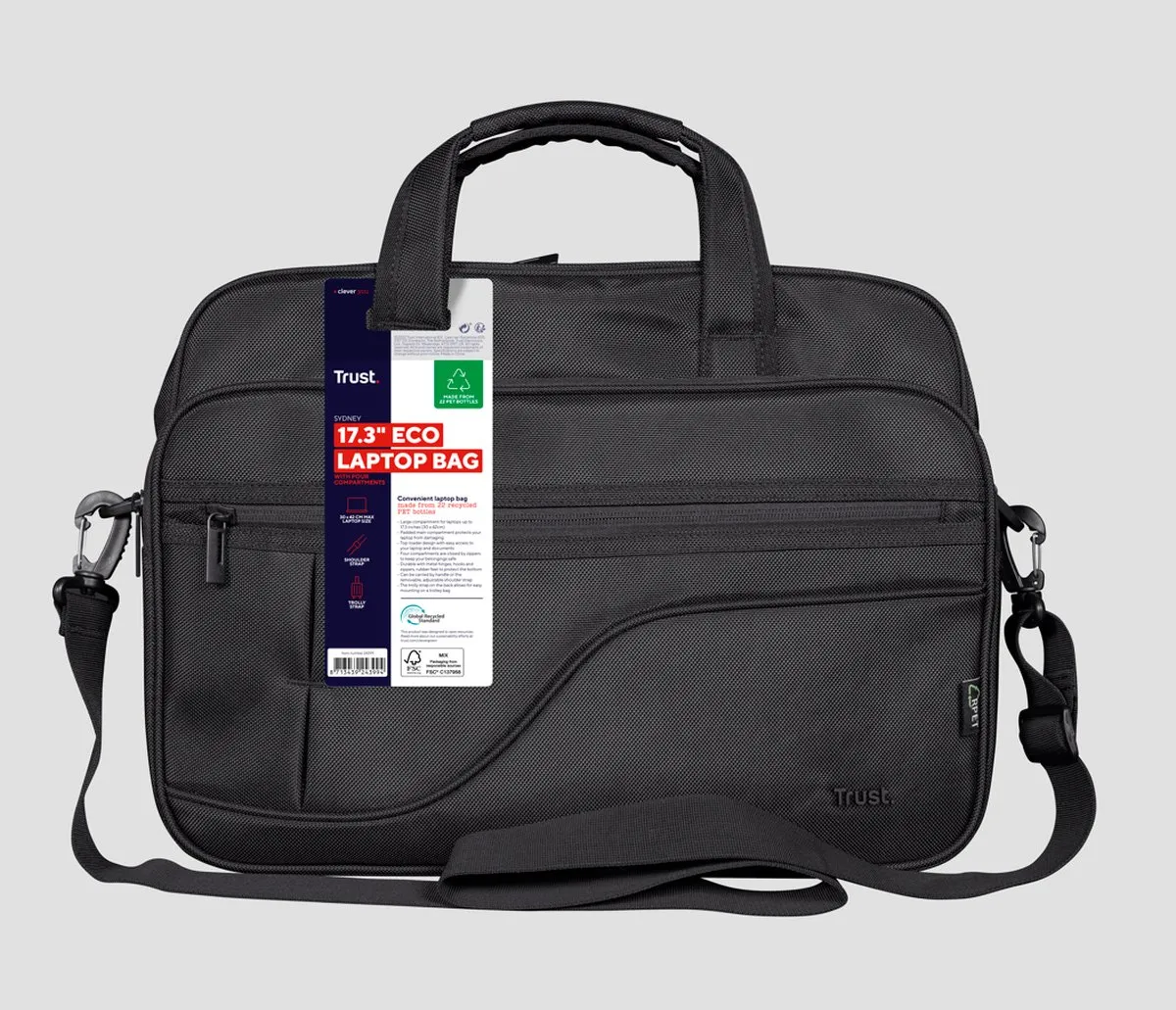 Trust Sydney Laptoptas 24399 - 17 inch - Zwart - afbeelding 6 van 6