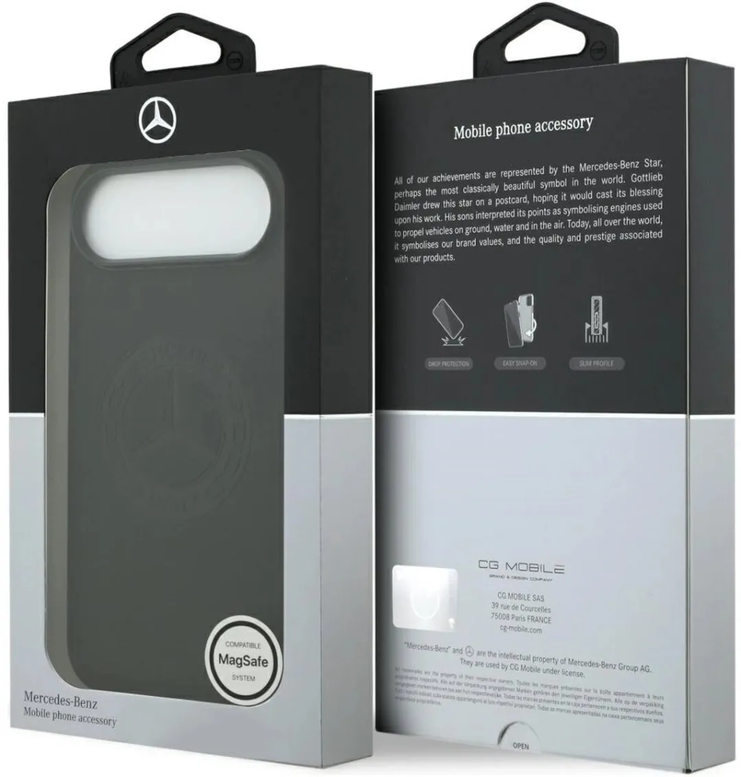 Mercedes-Benz Back Cover iPhone 17 Air - Zwart - Genuine Leather - Magsafe