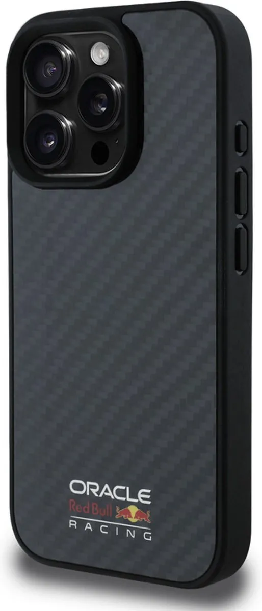 Red Bull Racing iPhone 16 Pro Hoesje - Carbon Fiber - Shiny Logo - MagSafe