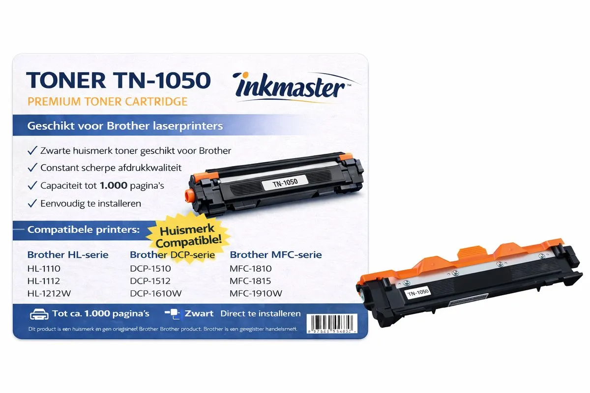Brother TN-1050 Toner - Zwart - 1500 Pagina's