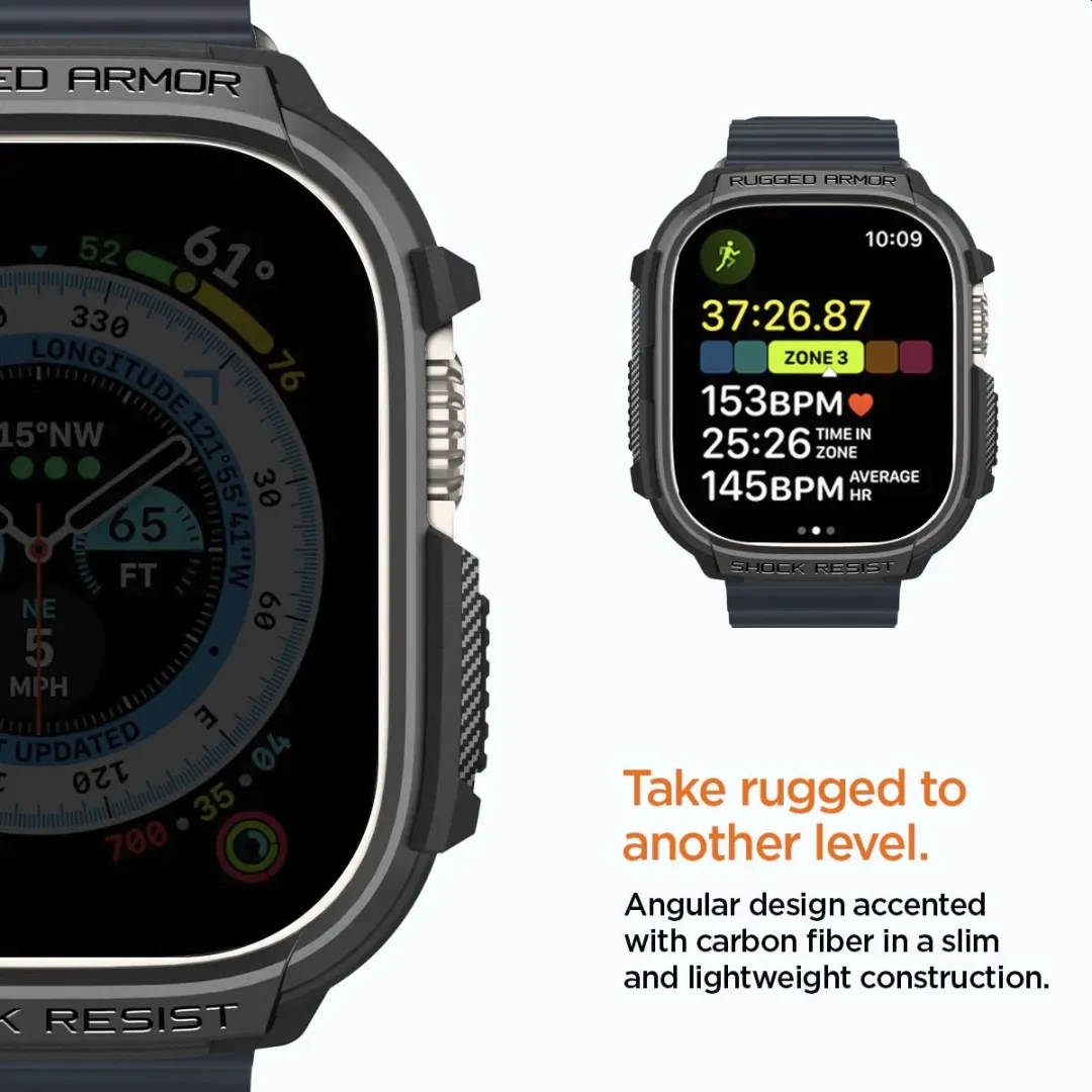 Spigen Rugged Armor Apple Watch Ultra 49mm - Zwart