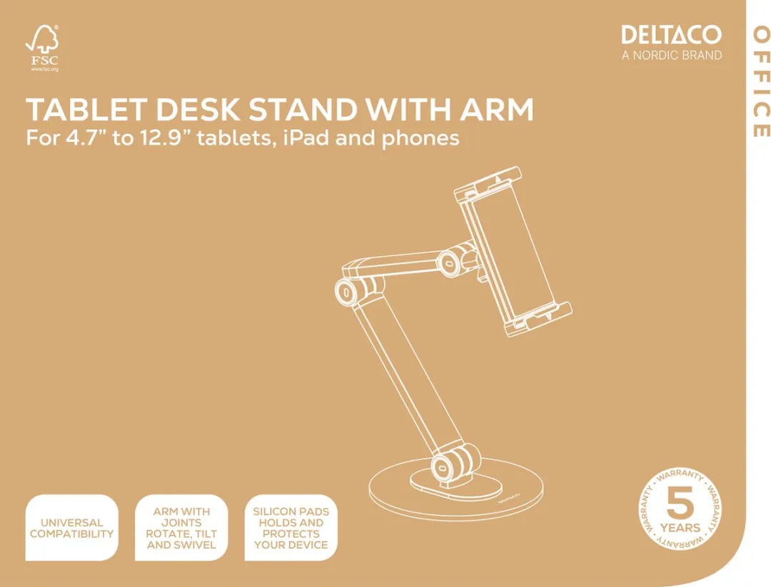 Deltaco ARM-0560 Universele Bureau Standaard - 12.9" Wit