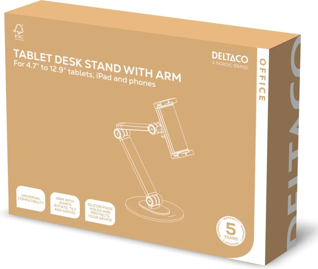 Deltaco ARM-0560 Universele Bureau Standaard - 12.9" Wit - afbeelding 6 van 6
