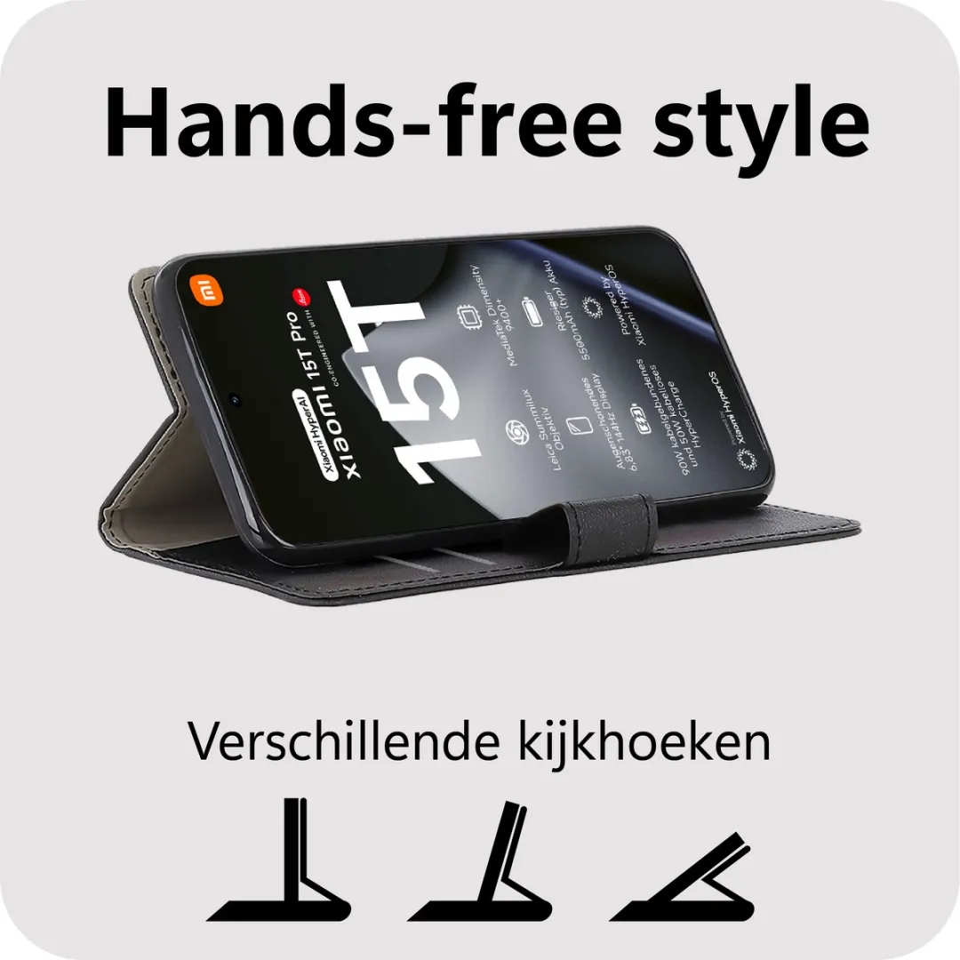 Just in Case Bookcase Classic MXM2827CW1 Hoesje - Xiaomi 15T Pro - 2 Pasjes - Zwart
