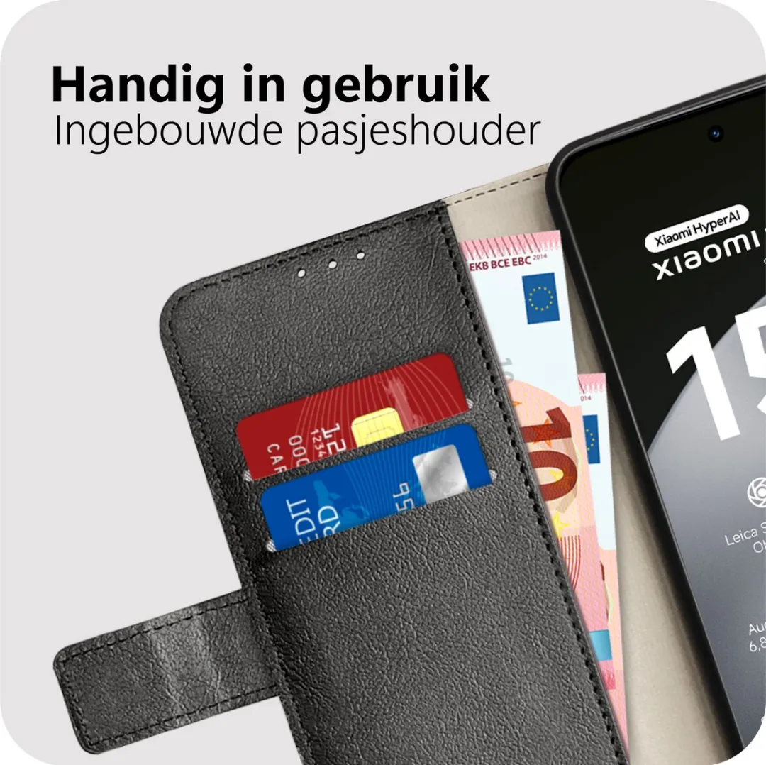 Just in Case Bookcase Classic MXM2827CW1 Hoesje - Xiaomi 15T Pro - 2 Pasjes - Zwart