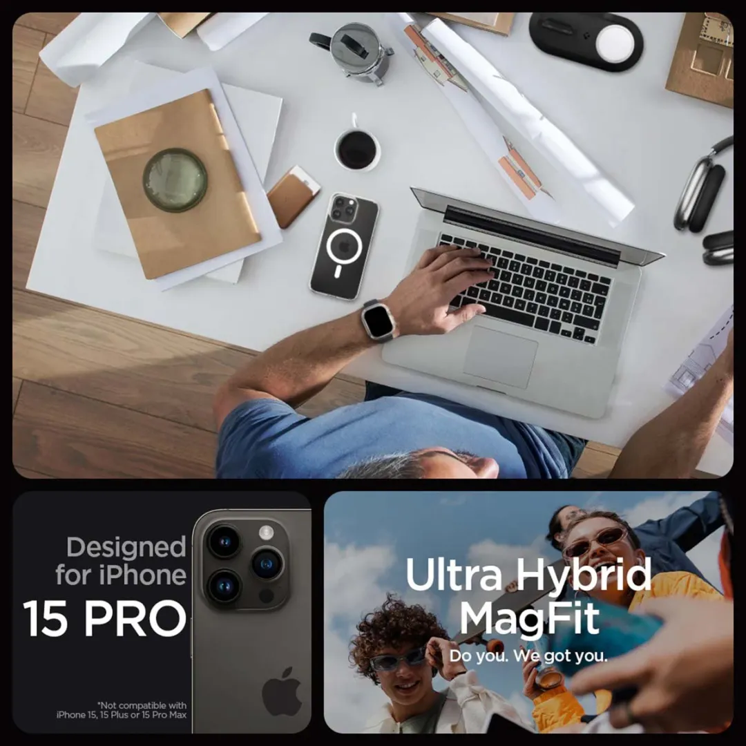 Spigen Ultra Hybrid Magfit ACS06715 Hoesje - iPhone 15 Pro - Wit