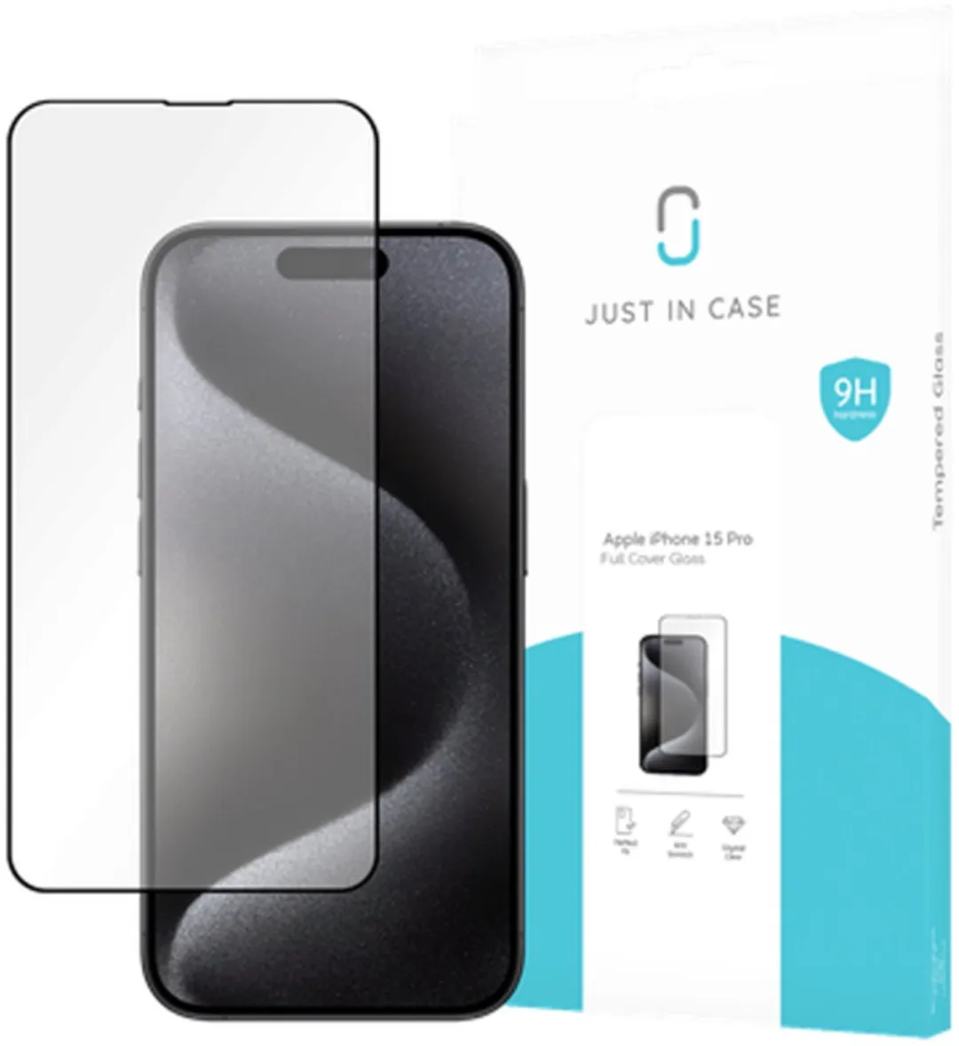 Just in Case iPhone 15 Pro Full Cover Glas Screenprotector