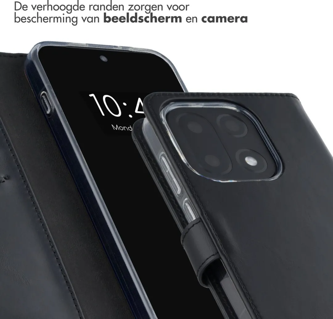 Selencia Hoesje OnePlus 15 Echt Lederen Bookcase - 3 Pasjes - Zwart