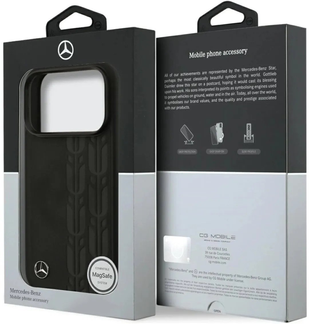 Mercedes Laurel Lederen Hoesje iPhone 17 Pro - Zwart