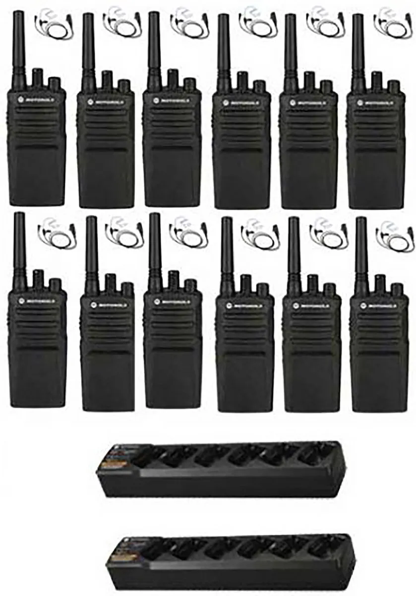 Motorola XT420 Portofoon - 12 Stuks (met oortjes & multilader) - Zwart