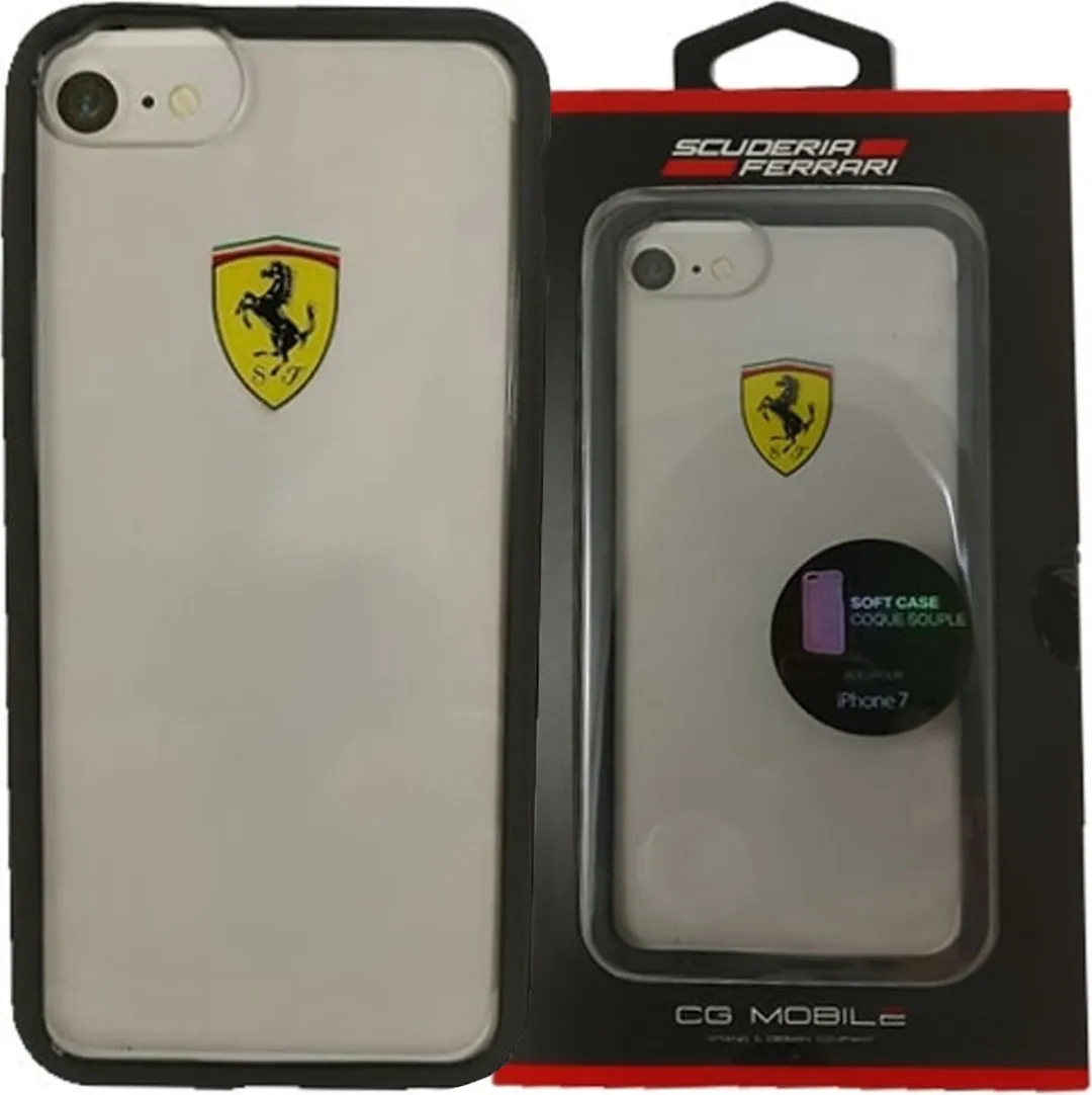Ferrari Transparant Hoesje iPhone 7/8/SE 2020/2022 - Zwart