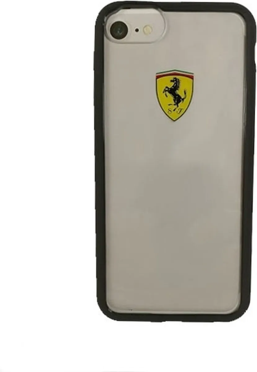 Ferrari Transparant Hoesje iPhone 7/8/SE 2020/2022 - Zwart