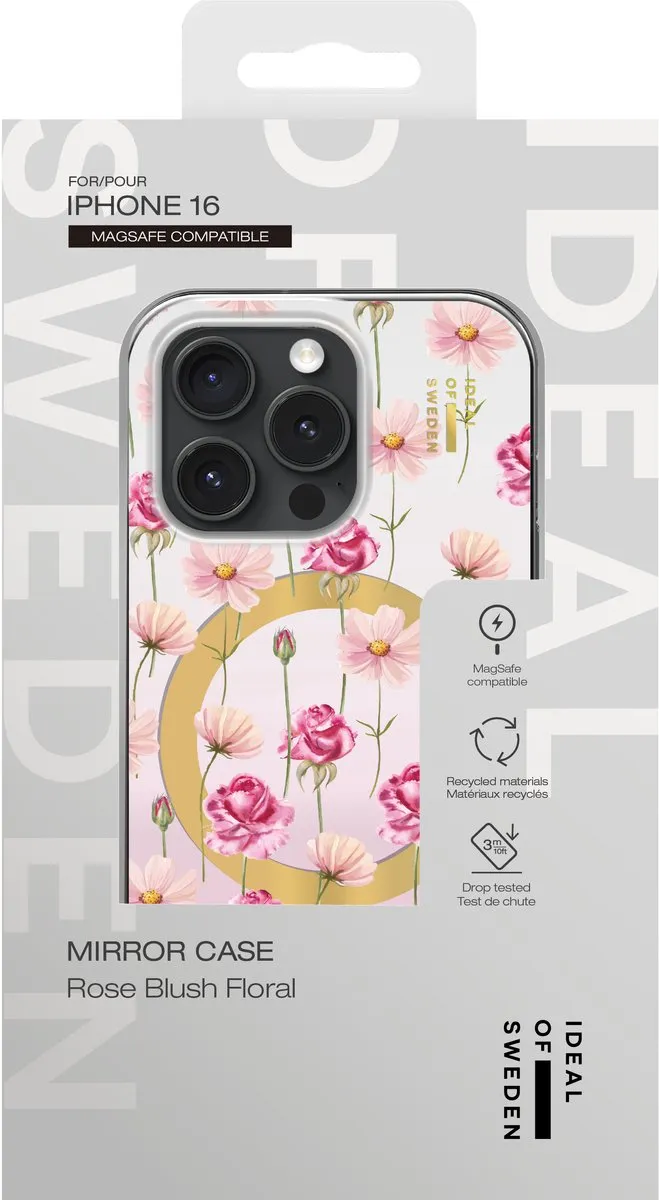 iDeal of Sweden Mirror Case iPhone 16 - Rose Blush Floral