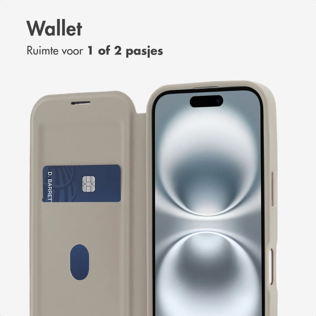 Imoshion iPhone 16 Hoesje Beige - MagSafe Bookcase 2 Pasjes - afbeelding 6 van 6