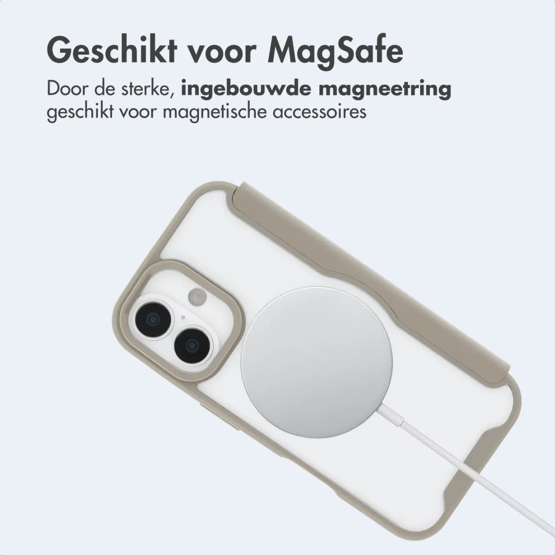 Imoshion iPhone 16 Hoesje Beige - MagSafe Bookcase 2 Pasjes