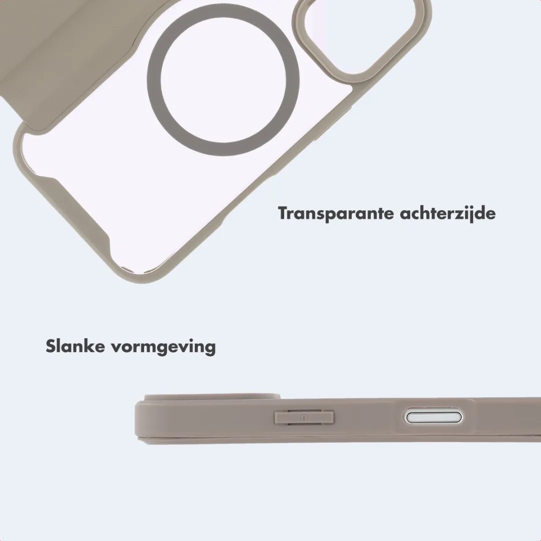 Imoshion iPhone 16 Hoesje Beige - MagSafe Bookcase 2 Pasjes